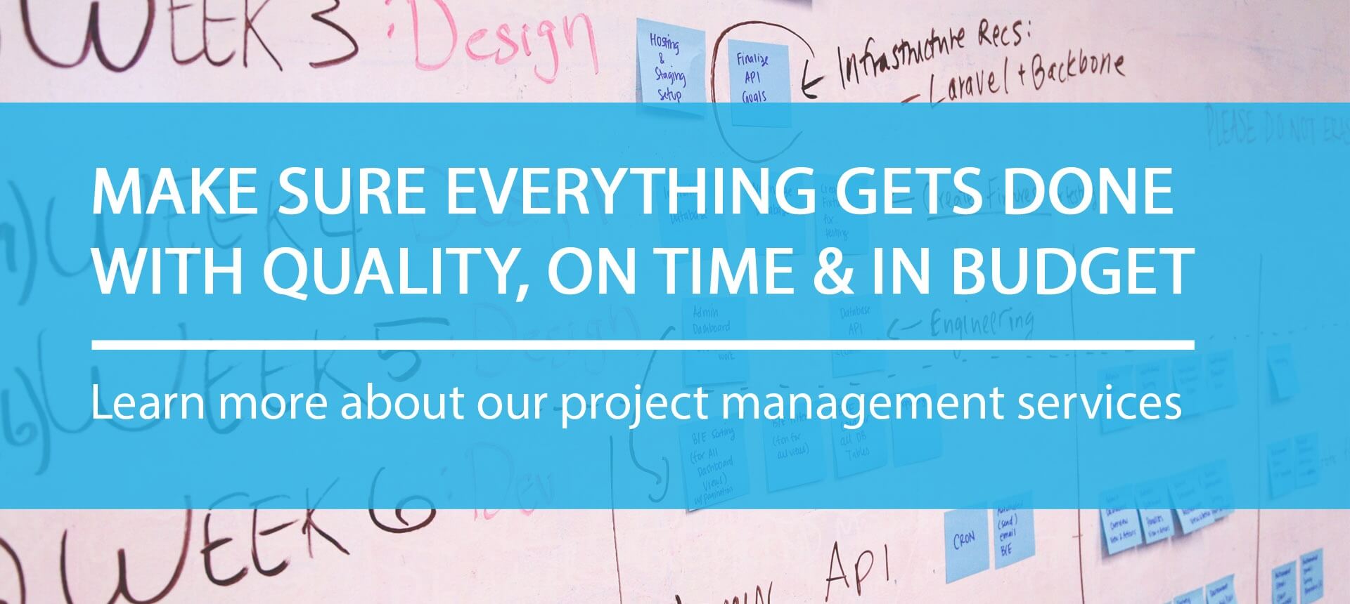 An image with text highlighting our project management service