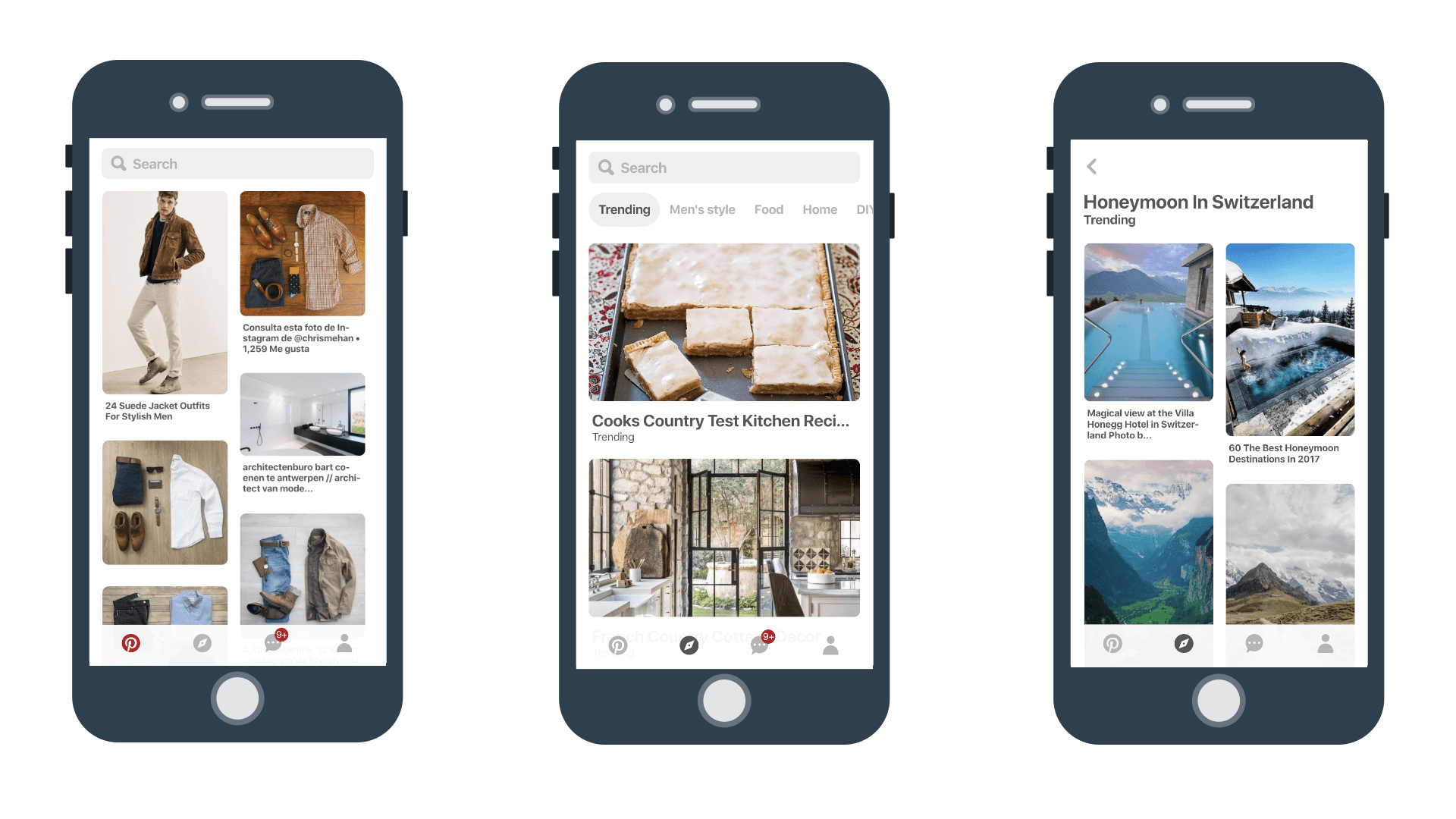Progressive web apps example - Pinterest
